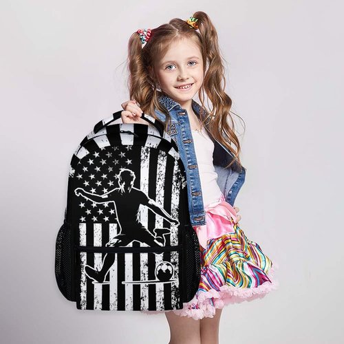 Homexzdiy Backpacks for Kids Boys, Soccer School Backpacks for Preschool Elementary, Lightweight Durable Bookbag for Sports Players Lovers, 17 Inch Schoolbag Supplies for Teens 8-12