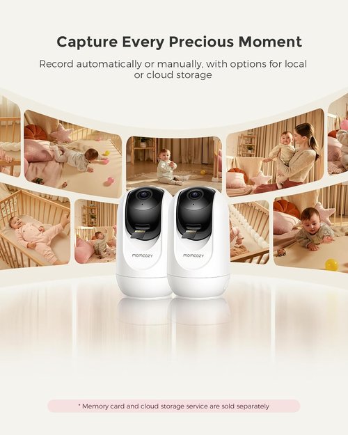 Momcozy BM04 Smart WiFi Baby Monitor - 2 Cameras, 5" 1080P Split Screen, Night Vision & 2-Way Audio