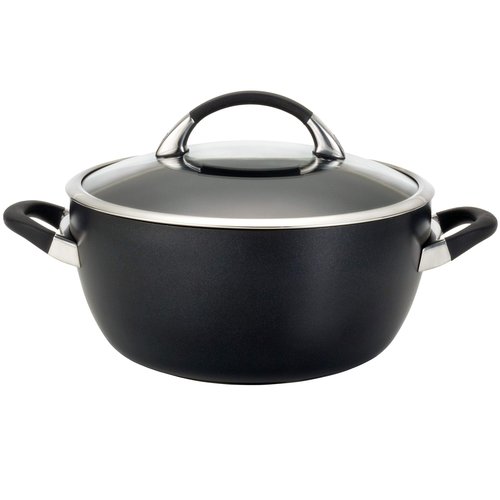 Circulon Symmetry Hard-Anodized Nonstick Induction Casserole Pan with Lid, 5.5-Quart, Black