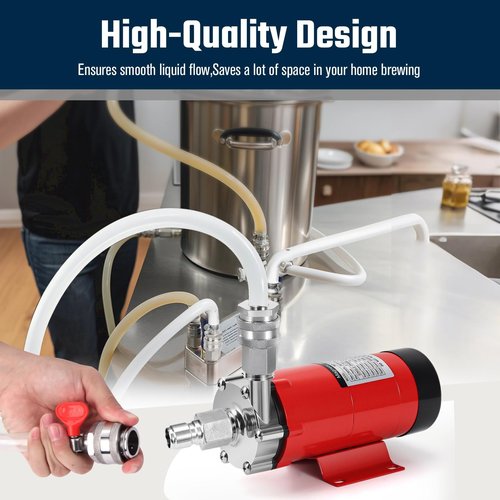 Wort Beer Pump for Brewing, 304 Food Grade Homebrew pump Stainless Steel Head Brew Pump with Inline Switch & 1/2" NPT Thread