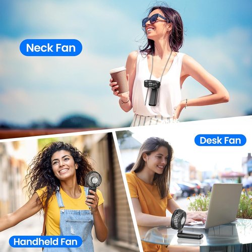 HandFan - Upgraded 5200mAh Portable Handheld Fan | 5-Speed Strong Airflow, 27-Hour Battery Life, Compact Design (Black)