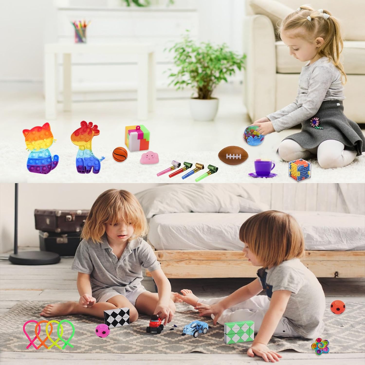 Skiennix 200 Pcs Fidget Toys Bulk - Perfect Birthday Party Favors & Goodie Bag Stuffers
