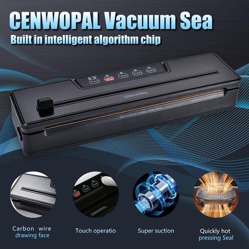 CENWOPAL Vacuum Sealer Machine，80000pa Suction Power,Bags and Cutter Included,Automatic 8-in-1 Food Sealer with Dry&Wet Saver Modes for All Saving needs… (Vacuum Sealer Machine)