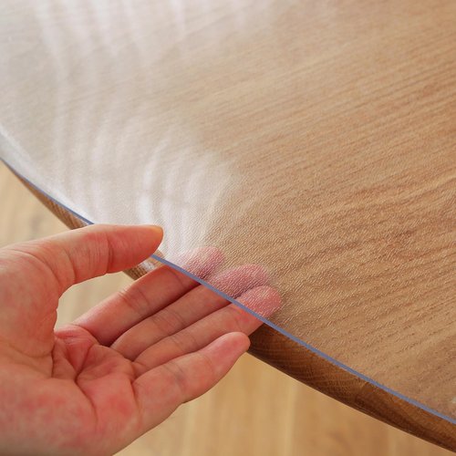 LovePads 2mm Thick Frosted Round Table Cover Protector 52 Inch for Dining Room, PVC Plastic Pad