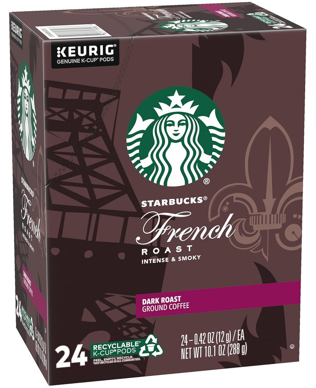 Starbucks French Roast Coffee K-Cup Pods - Intense Dark Roast Flavor | 72 Pods Total (3 Boxes)