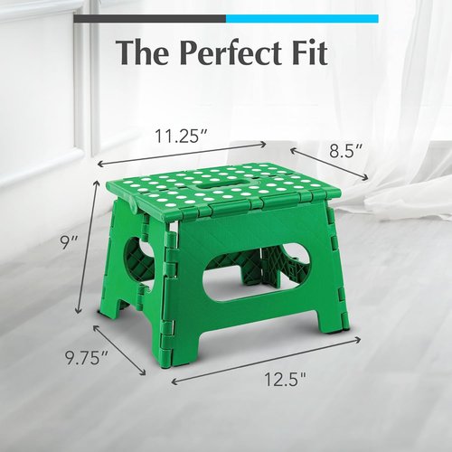 Handy Laundry Folding Step Stool - Lightweight & Sturdy for Adults and Kids - Easy One Flip Open - Green | 2-Pack