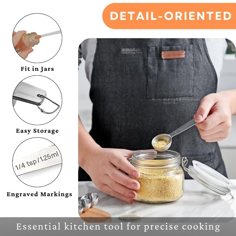 21PCS Measuring Cups and Spoons Set, Include 7 Nesting Measuring Cups, 9 Measuring Spoons and 5 Mini Spoons, Stainless Steel Metal Measuring Set, Kitchen Gadgets for Cooking & Baking