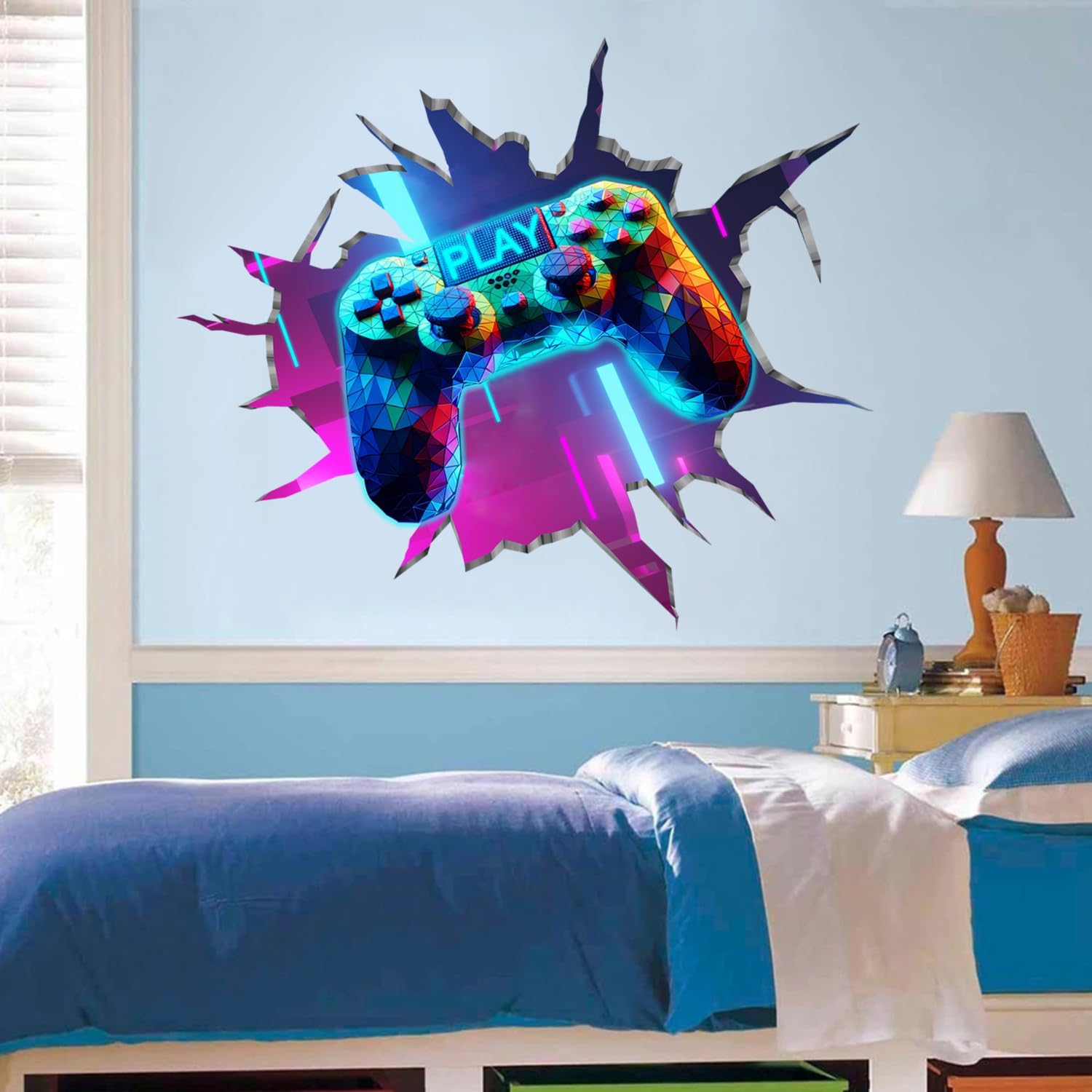 YIMEHDAN 3D Game Wall Decals - Removable Vinyl Stickers for Gamers | 35.8” x 32.4” Playroom Decor
