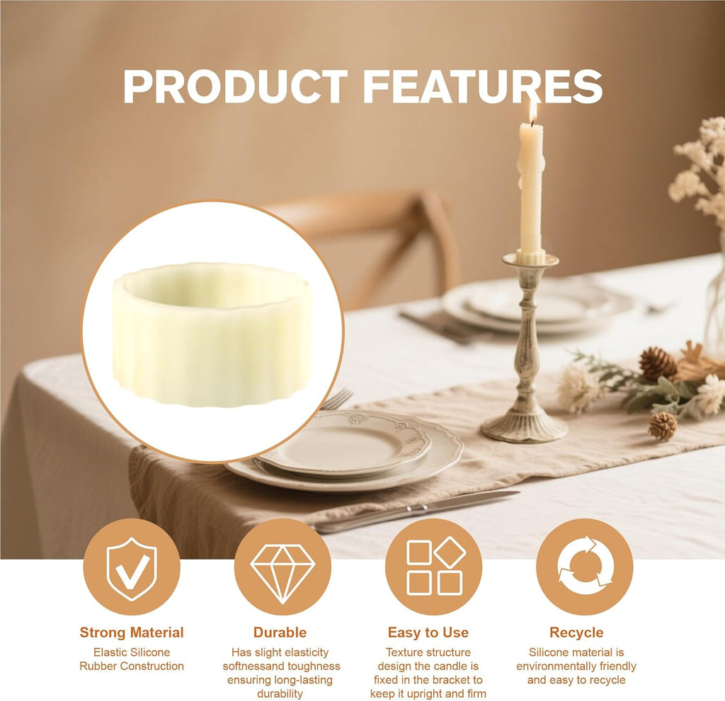 Skiennix Silicone Candle Grippers - 10-Pack Taper Candle Holders for Weddings & Home Decor | White