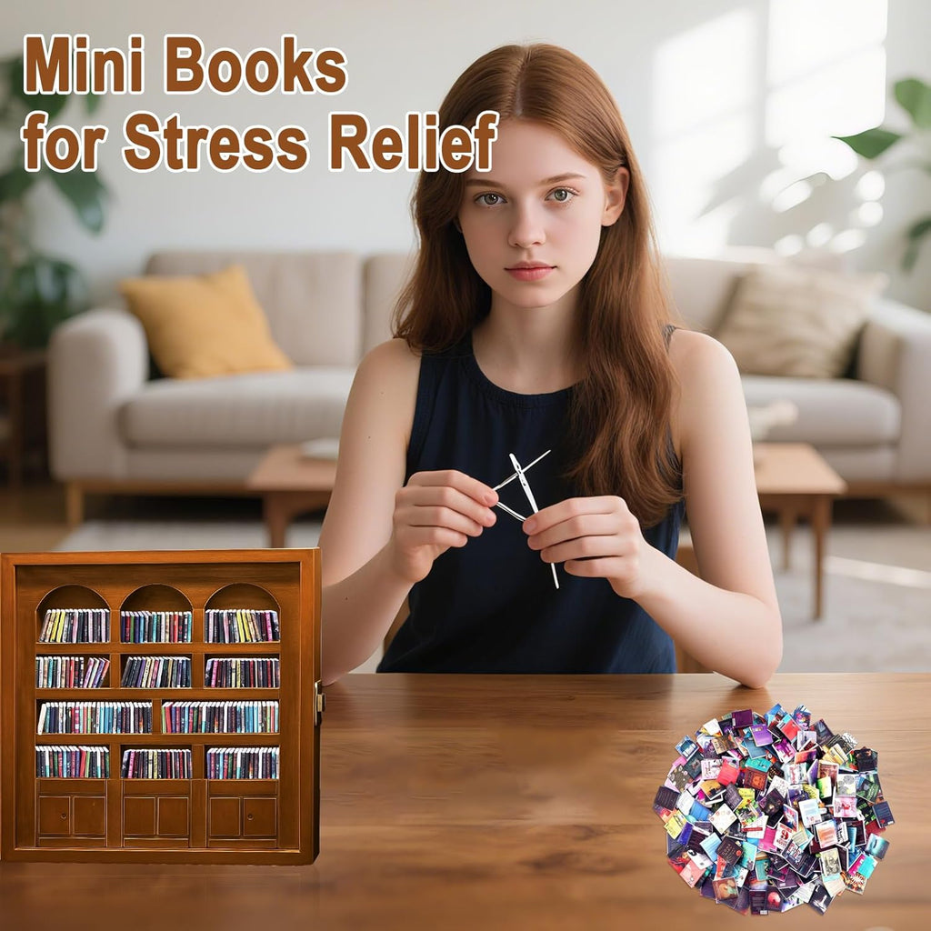 Skiennix Mini Books for Anxiety Relief - 300 Pcs Tiny Book Set for Dollhouse Decor & DIY Projects