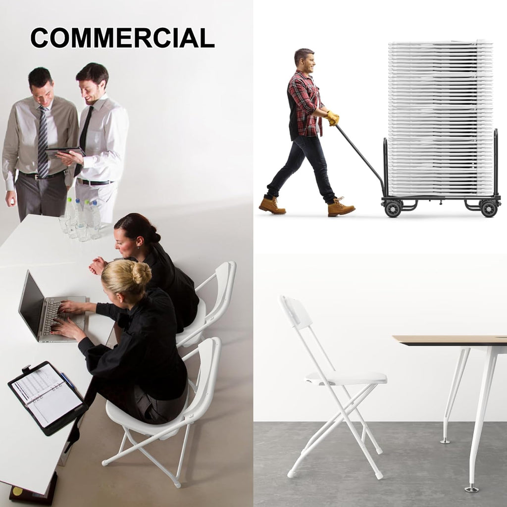 Regine Switzerland White Folding Chairs - Portable Stackable Plastic Seating for Events | 350lbs Capacity