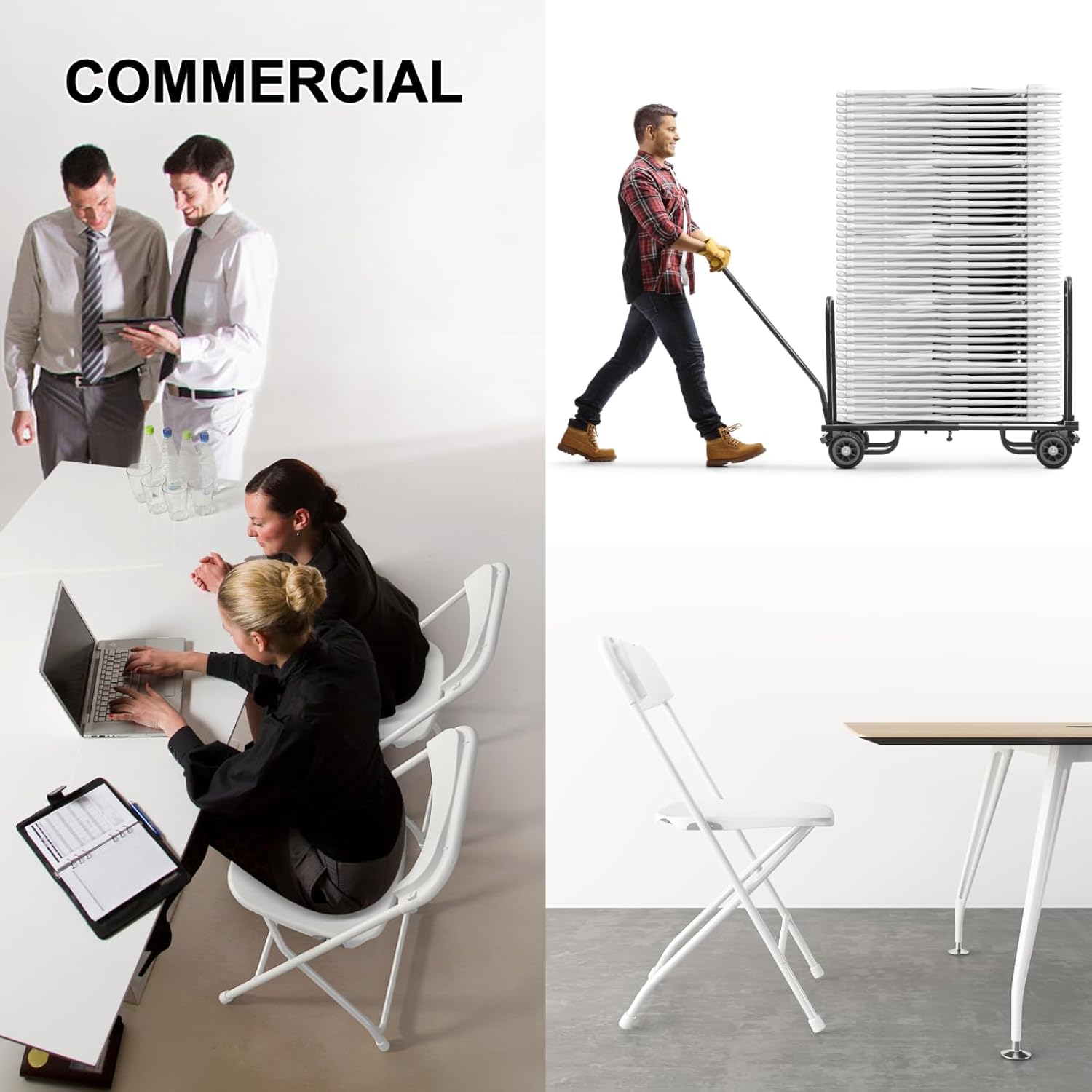 Regine Switzerland White Folding Chairs - Portable Stackable Plastic Seating for Events | 350lbs Capacity