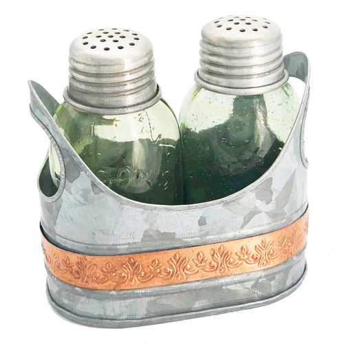 Autumn Alley Rustic Farmhouse Salt and Pepper Shaker Set - Adorable Galvanized Caddy - Cute Glass Mini Mason Jars for Country Decor