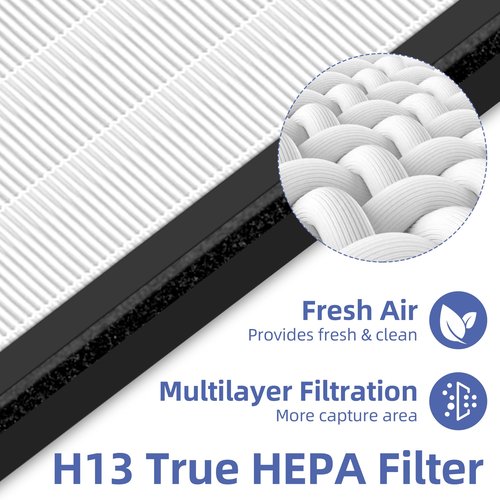 Pulluty HAP603 Replacement Filter for ECOSELF HAP603 Air Purifier,3-in-1 H13 True HEPA High-Efficiency Activated Carbon Filter,4 Pack