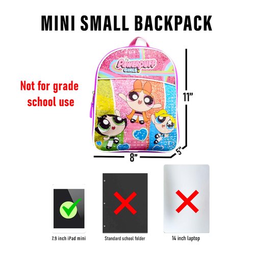 Powerpuff Girls Mini School Backpack ~ 3 Pc Bundle with 11" Bag for Toddlers, Kids with Stickers and More | Powerpuff Girls School Supplies