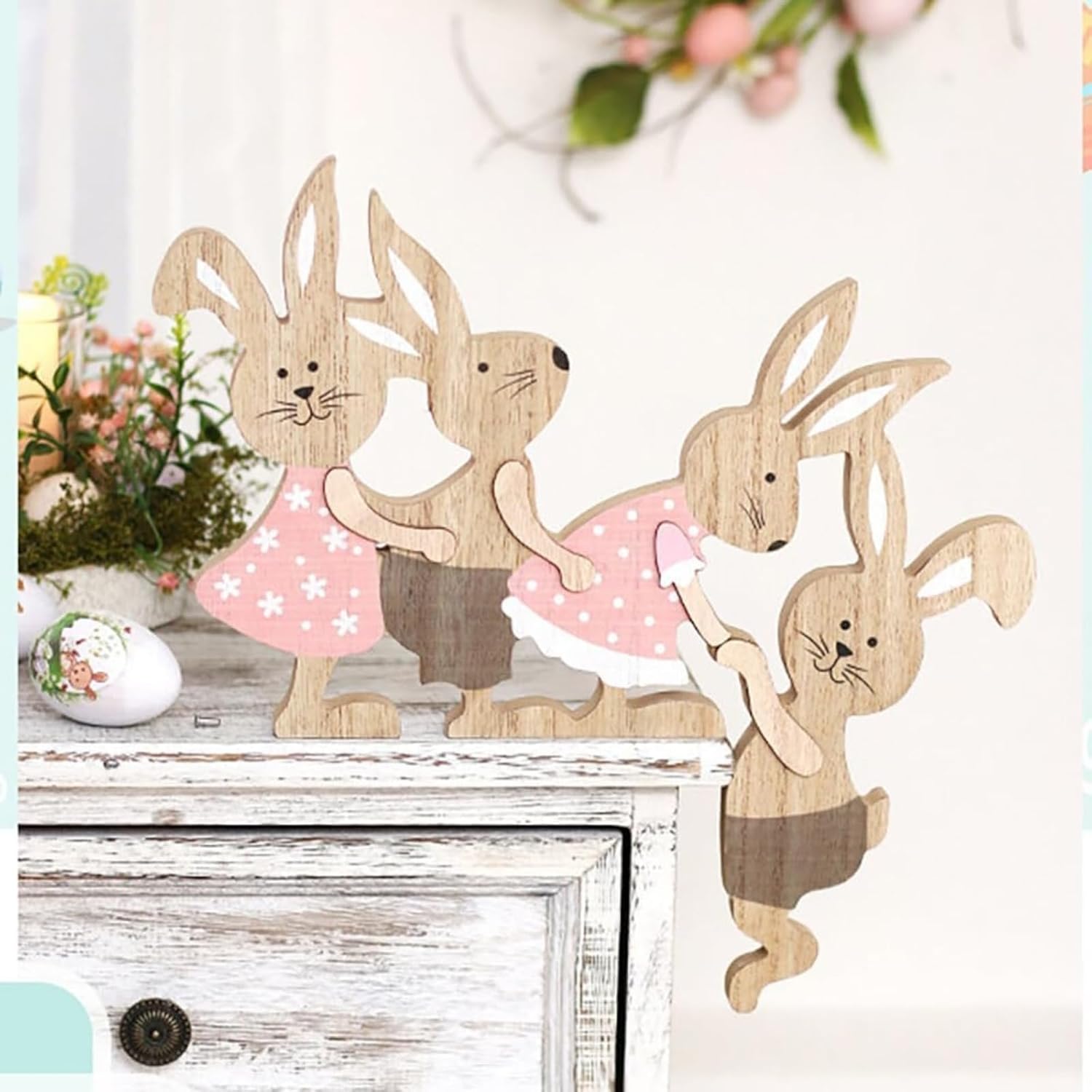 Party Wreath Rabbit Decoration - Easter Painted Rabbit Ornament for Home Decor | Perfect for Parties & Gatherings