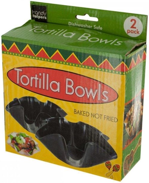 Handy Helpers Taco Salad Shells - Versatile Salsa & Guacamole Dip Bowls | Black Color