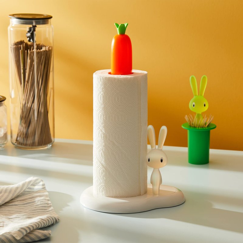 Alessi ASG42/H W "Bunny & Carrot" Kitchen Roll Hold, White