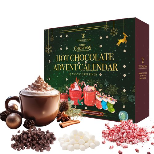 Hot Chocolate Advent Calendar 2025 - Gourmet Luxury Selection of 24 Flavors | Perfect Gift for All Ages