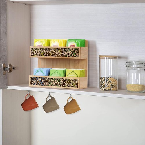 QILICHZ Tea Bag Holder Bamboo Tea Organizer for Tea Bags Wall Mounted Tea Bags Organizer Tea Holder for Tea Bags Organizer for Table Or Wall