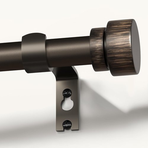 Lootkell Antique Brown Bronze Curtain Rods - Adjustable 66 to 120 Inches | Heavy Duty 1" Diameter with Decorative Finials