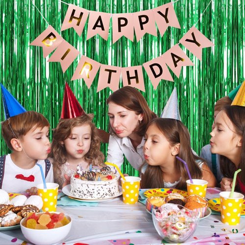 Green Metallic Tinsel Foil Fringe Curtains by [Brand Name] - 10 Pack Photo Booth Props for Parties & Celebrations