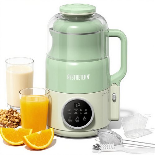 AESTHETERN Nut Milk Maker Machine, Soy Milk & Oat Milk Maker with 8 Presets, High-Speed Blender, Auto-Clean, Delay Start, 33oz Almond Milk Maker for Plant-Based & Dairy-Free Beverages, Green
