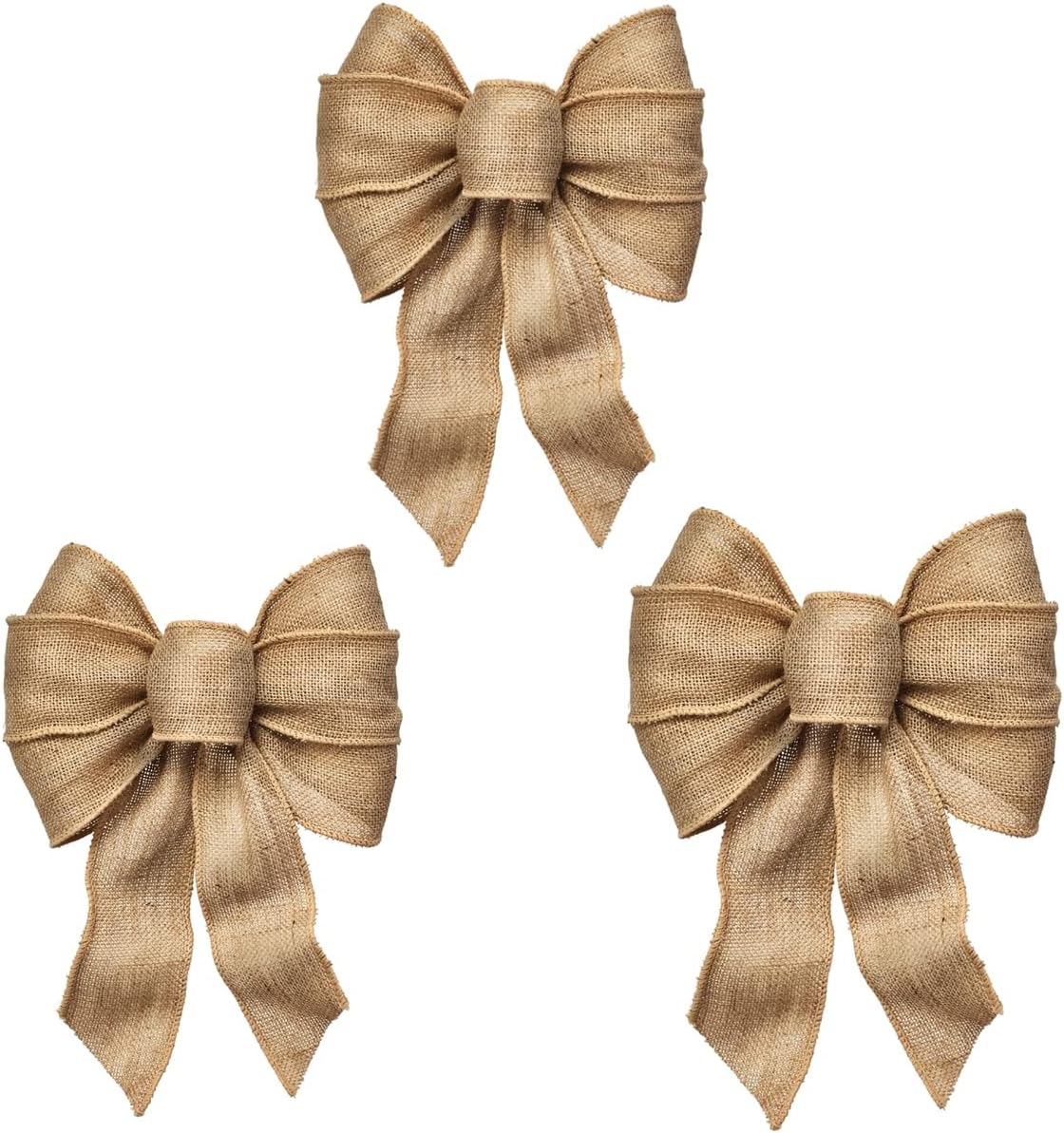 Rocky Mountain Burlap Bow - Hand Tied Wired Design (Pack of 3) | Perfect for Wreaths, Weddings, Crafts & More - 12” x 18”