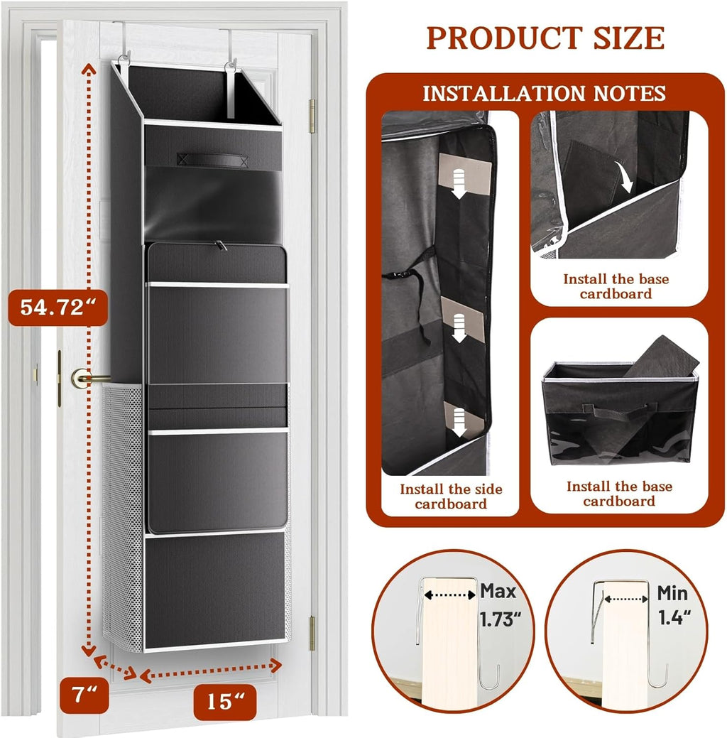 Ofiray Home 2-in-1 Wrapping Paper Organizer - Over Door & Under Bed Storage with Removable Drawer & 4 Pockets