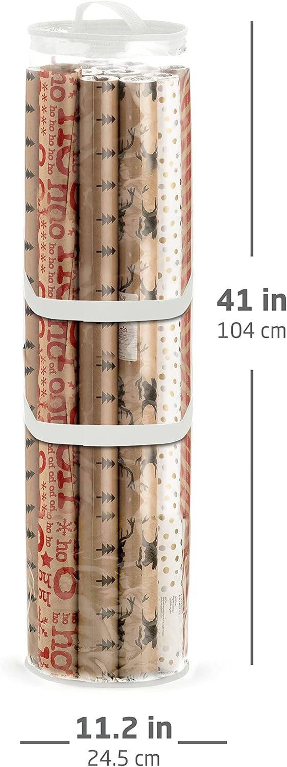 ZOBER Wrapping Paper Organizer - Waterproof 40-Inch Storage for 25 Standard Rolls