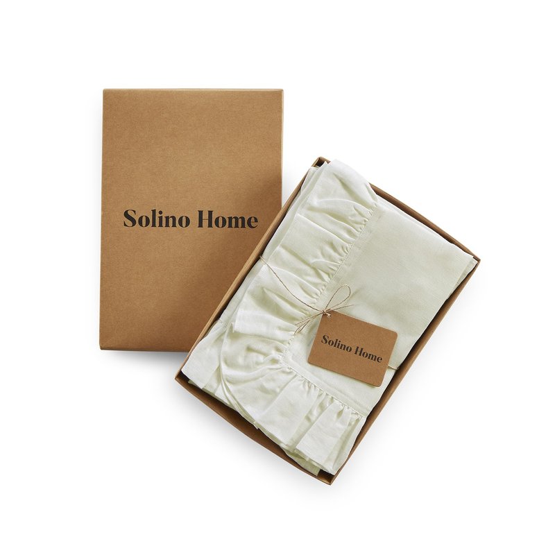 Solino Home Linen Ruffle Cloth Napkins Set of 4-100% Pure Linen Ivory Dinner Napkins 20 x 20 Inch for Spring, Summer, Mothers Day - Gabrielle Ruffle, Handcrafted and Machine Washable