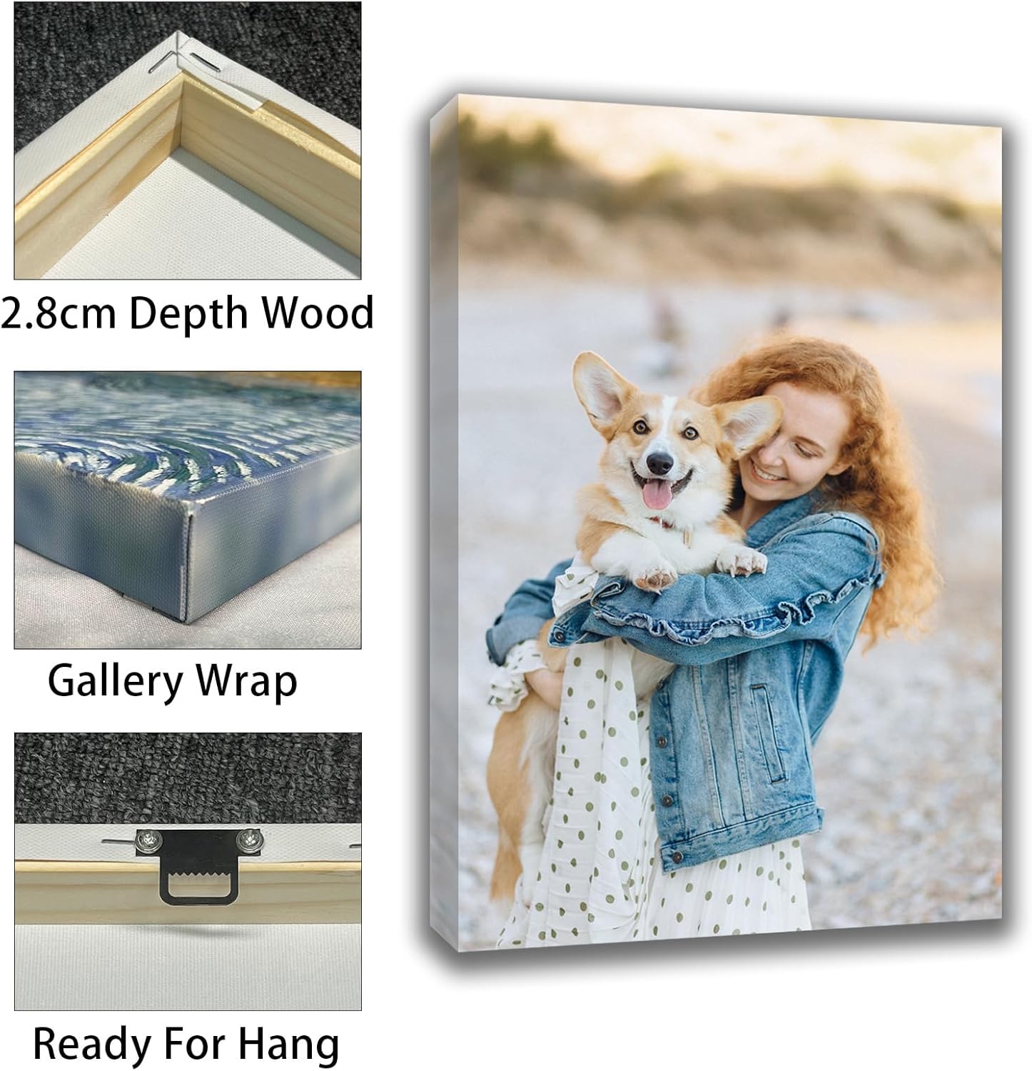 Skiennix Custom Canvas Prints - Personalized Wall Art for Pet & Family Photos | 16x20 Framed Canvas