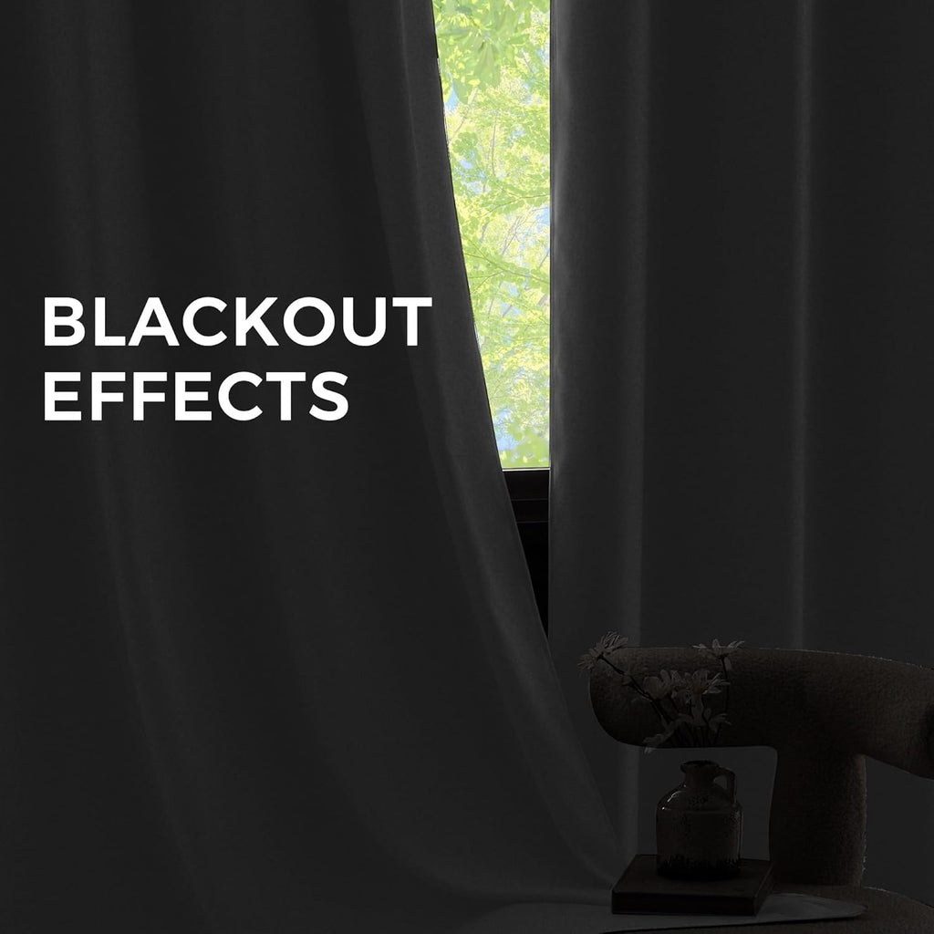 NICETOWN Room Darkening Curtains - Greyish White Drapery Panels, 52" x 84" for Ultimate Light Control