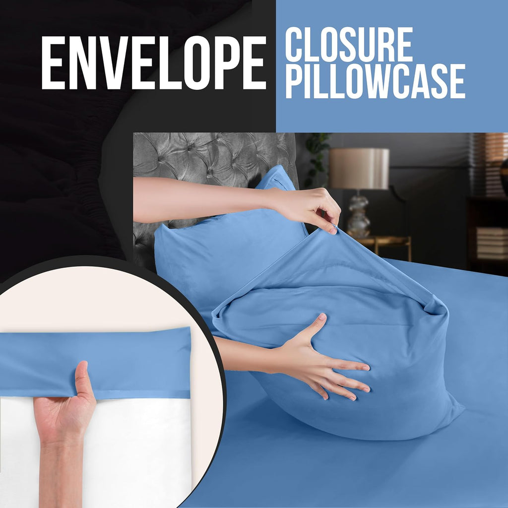 Utopia Bedding Queen Pillowcases - Soft Brushed Microfiber - 4 Pack, Fade Resistant | Dutch Blue 20 x 30 Inches