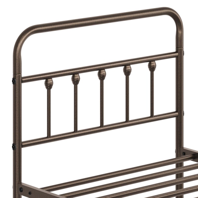 Yaheetech Classic Metal Platform Bed Frame Mattress Foundation with Victorian Style Iron-Art Headboard/Footboard/Under Bed Storage/No Box Spring Needed/Twin Size Bronze