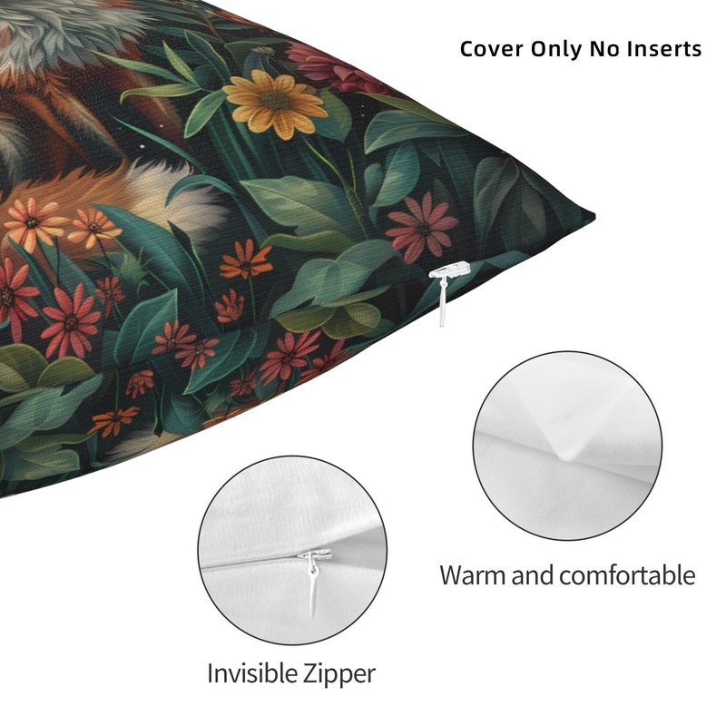 Ideeze William Morris Forest Animals Fox Throw Pillow Covers Soft Decorative Throw Pillowcases Cushion Case Square for Home Decor Bed Couch Car Living Room 18x18 Inch