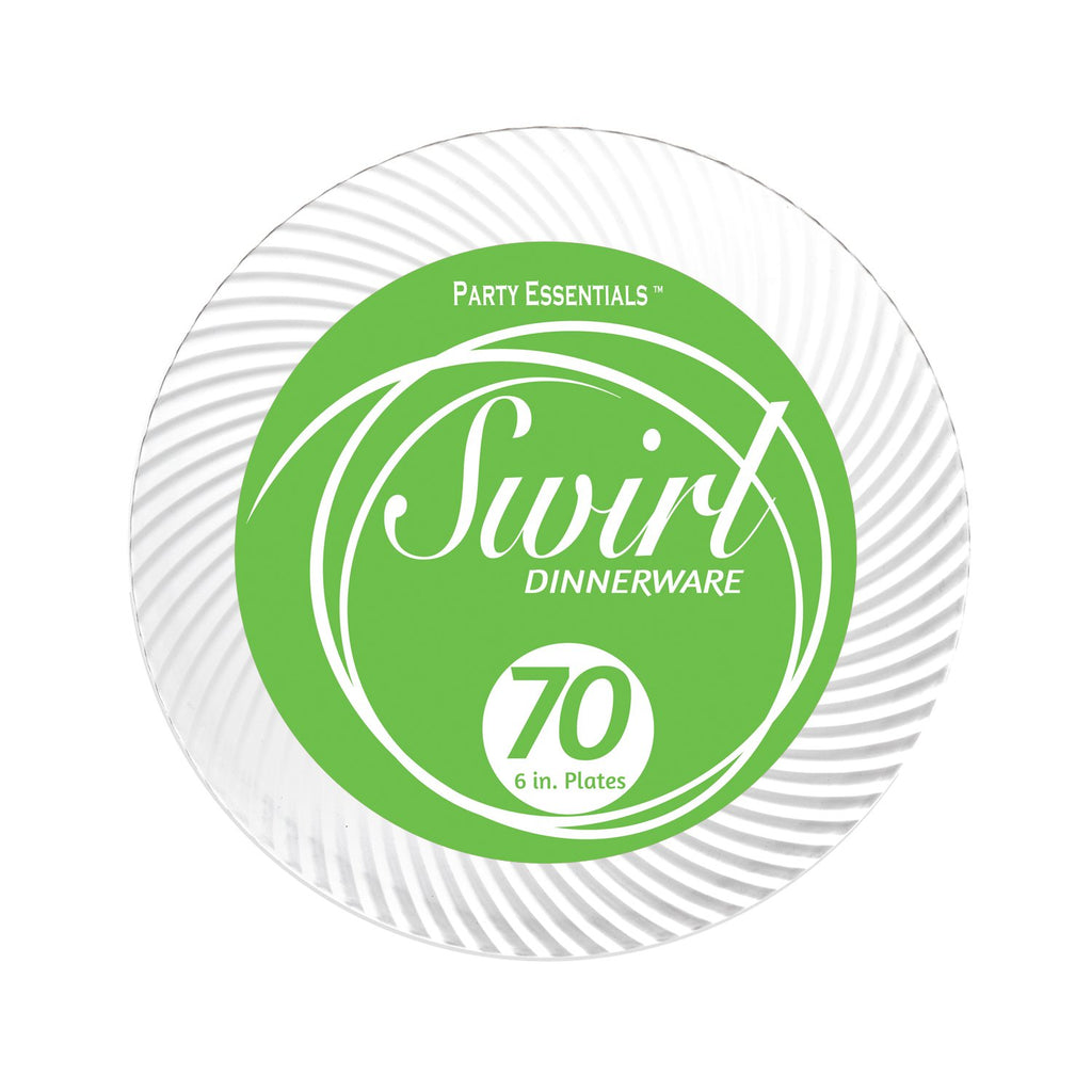 Party Essentials N687021 Swirl Plate, 6 ", Clear (Pack of 420)