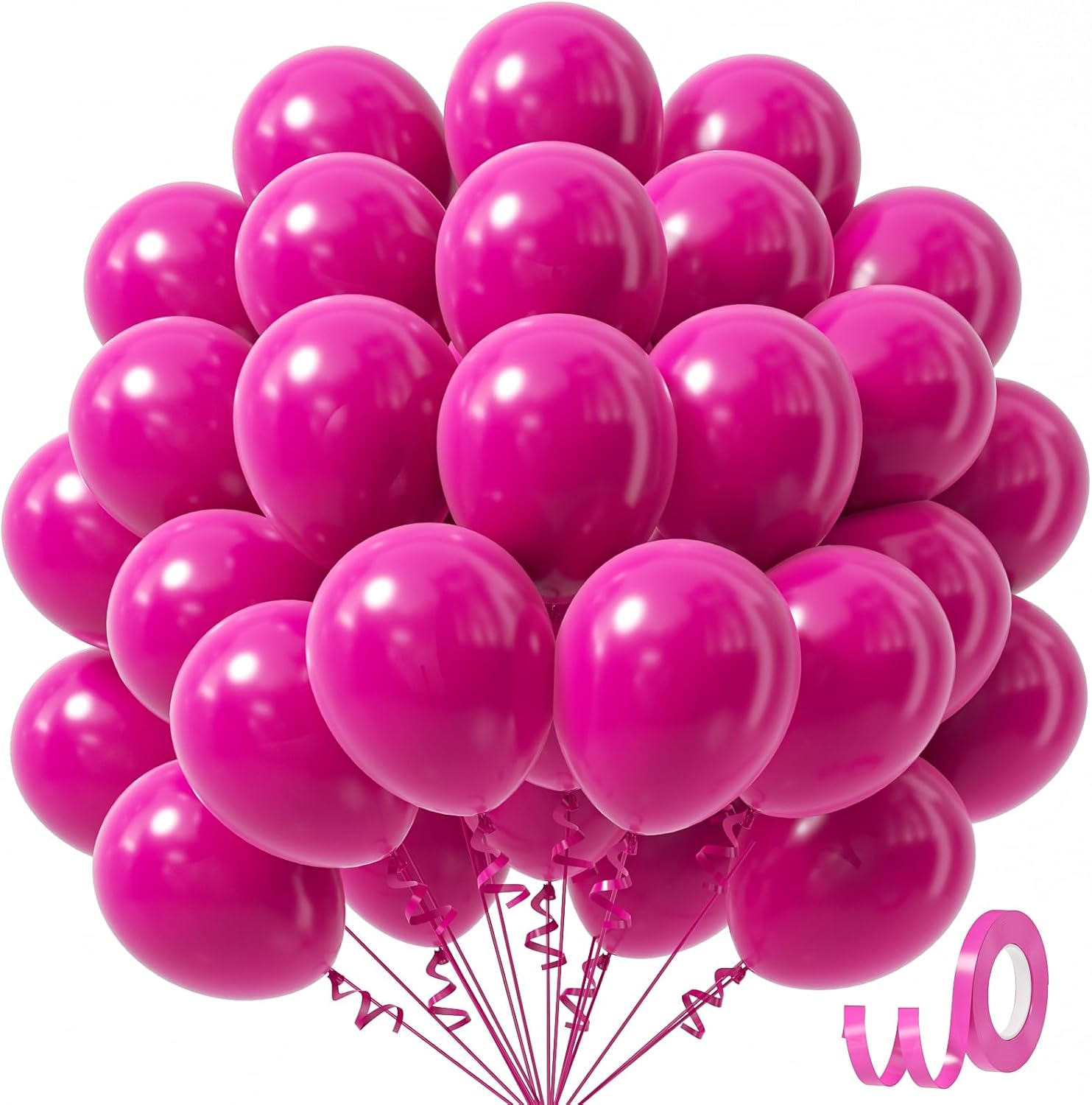 Awenztech Hot Pink Balloons - 12 Inch Latex Balloons | 50 Pack for Wedding & Birthday Celebrations