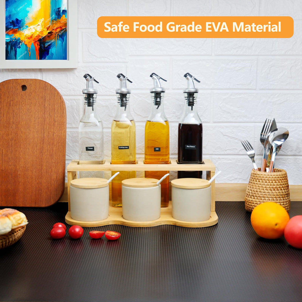 wohomuke Shelf Liners 24 inch x 20 ft Shelf Liners for Kitchen cabinets nonstick Lining Drawer Mats EVA Protector for Cupboard (Translucent Black,24 inch x 20 ft)