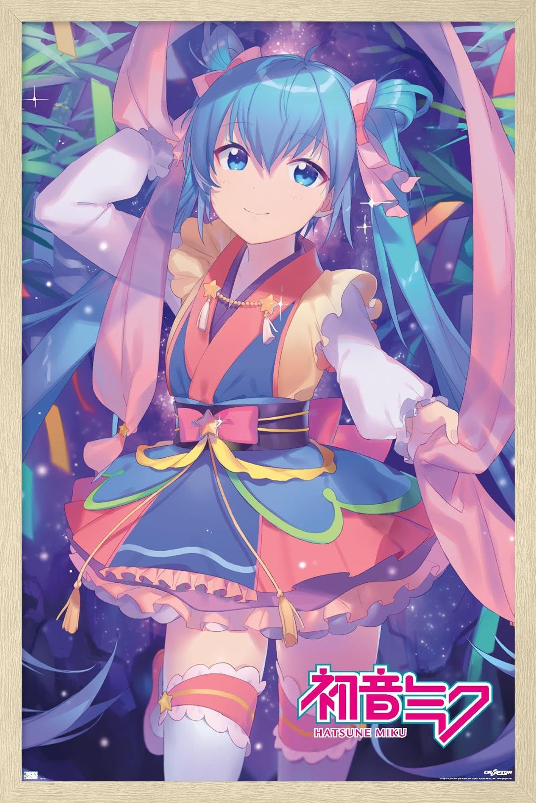 Trends International Hatsune Miku - Ribbons Wall Poster, 22.4L x 14.7W, Blonde Framed Version