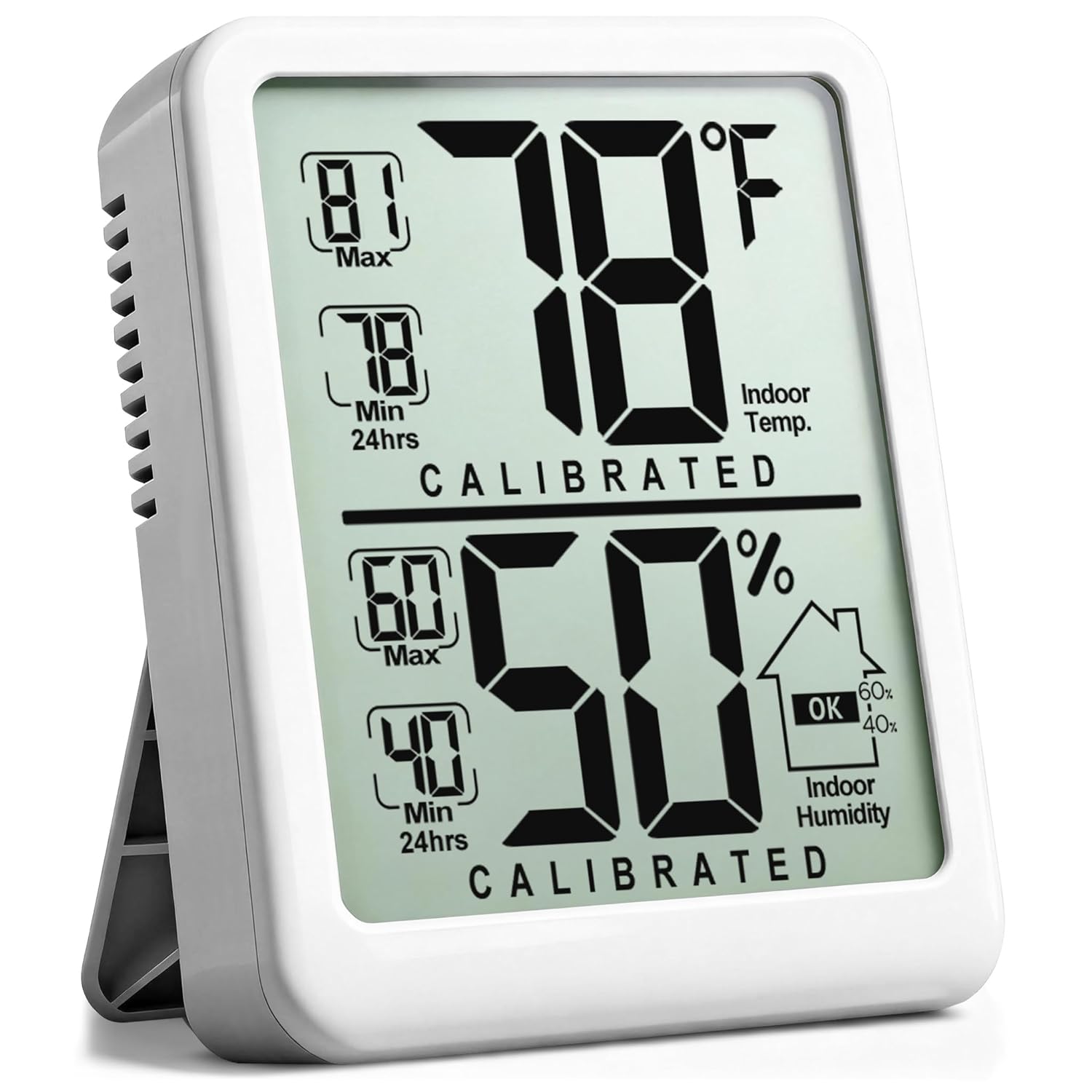 Antonki Digital Room Thermometer - Indoor Humidity Gauge with Max/Min Records | Battery Included