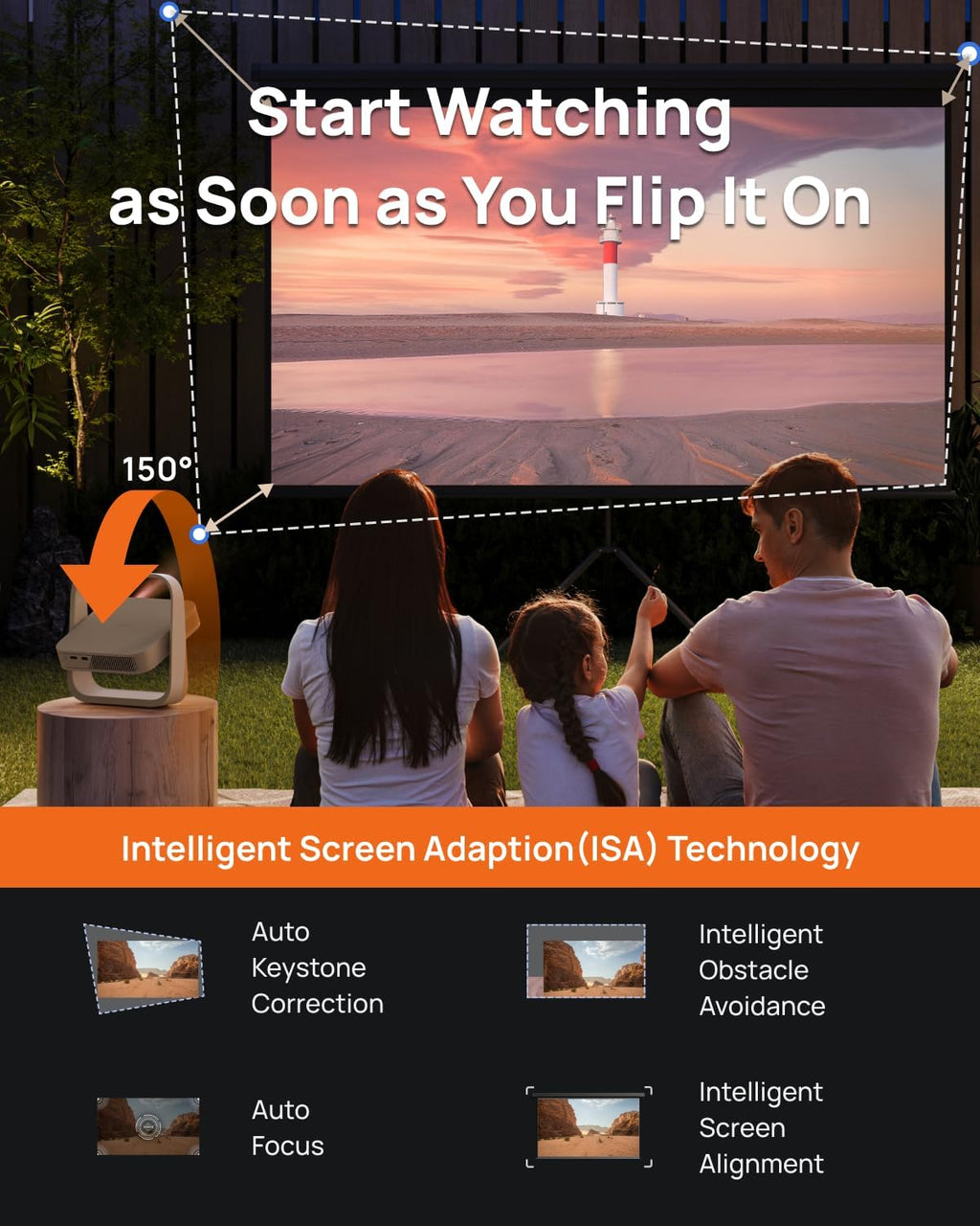 XGIMI Elfin Flip Portable Projector - 1080P Outdoor Projector with Netflix | Lightweight, Adjustable Stand
