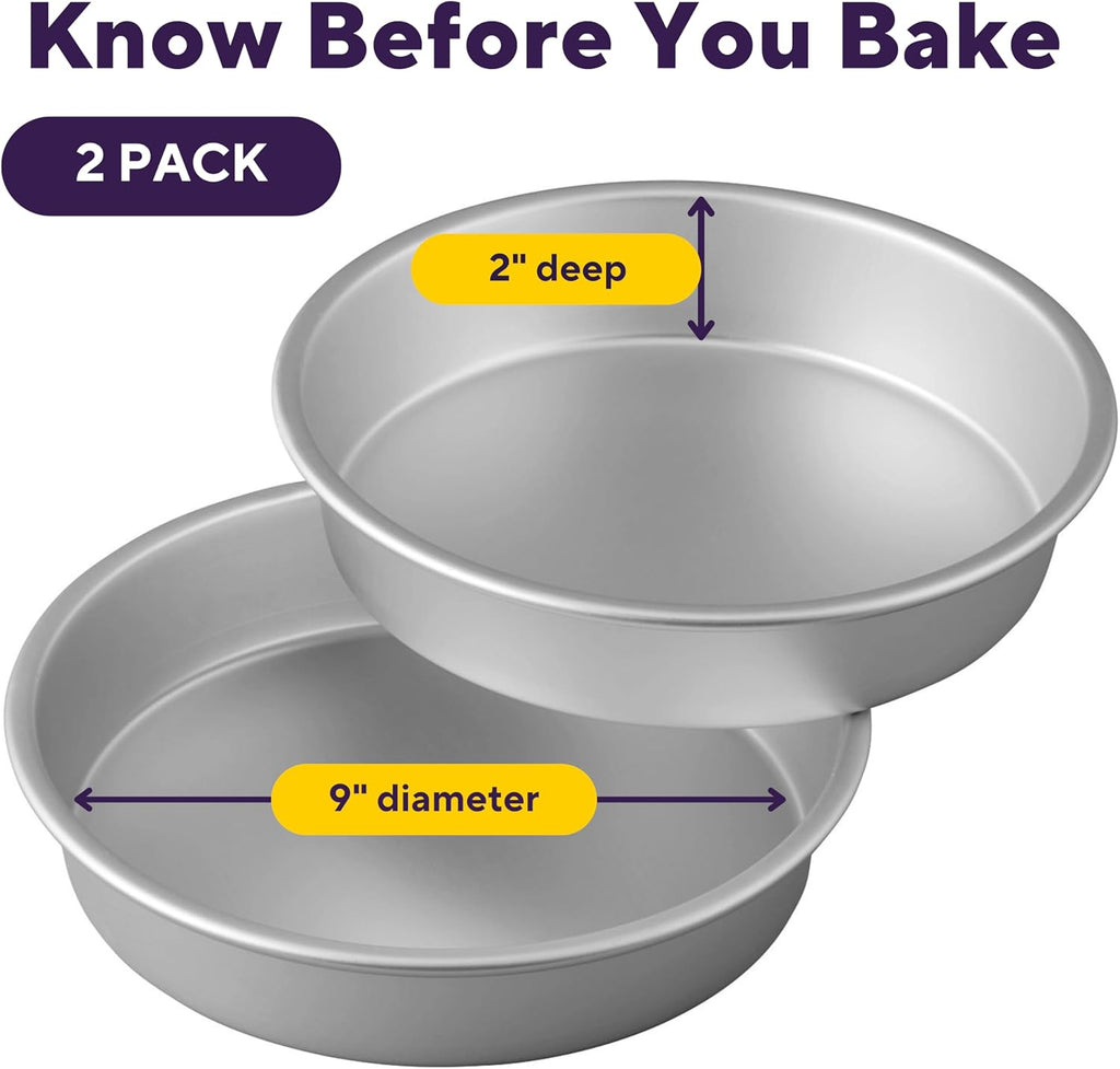 Wilton Round Cake Baking Pan Set - 9 x 2 Inch Aluminum Bakeware for Even Heating & Perfect Layers