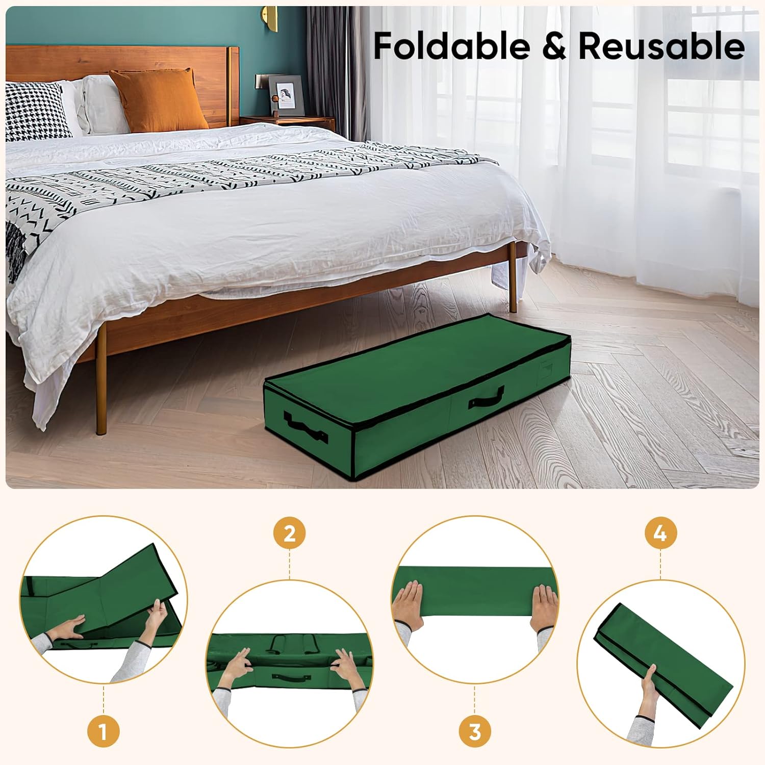 BALEINE Gift Wrap Storage Organizer - 40" Durable 600D Oxford Fabric with Flexible Partitions | Green