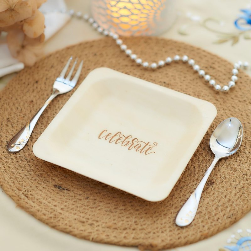 Celebrate Disposable Party Plates – Rustic, Compostable Alternative to Plastic Plates for Birthday Parties, Catering and Special Events (Appetizer, 50-Pack)