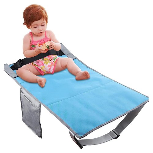 ZIZEV Childrens Airplane Bed, Nylon Airplane Seat Extender for Travel for Boys and Girls (Blue)