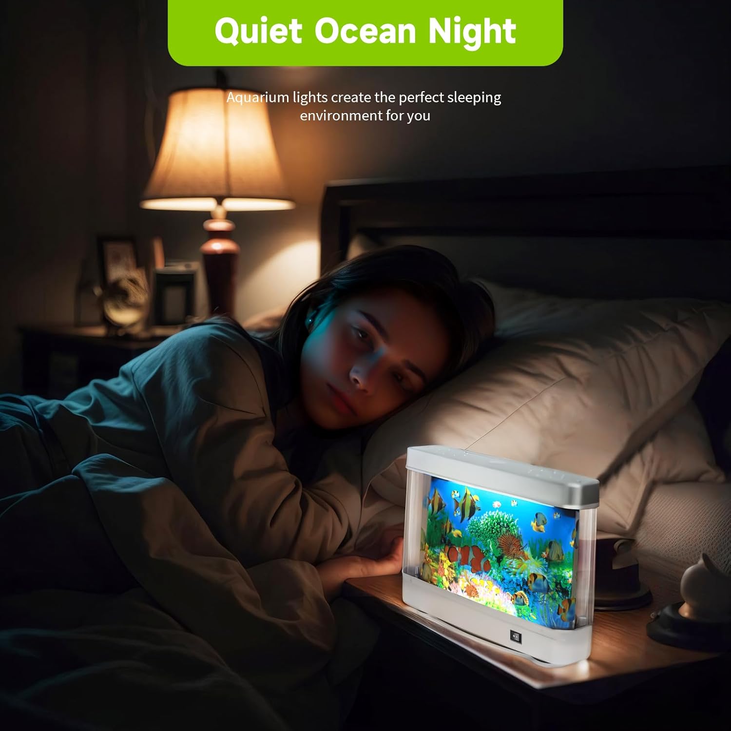 Skiennix Fake Fish Tank Baby Aquarium Toy - Mini Crib Lamp with Moving Fish Night Light | Perfect Gift for Kids & Cat Lovers