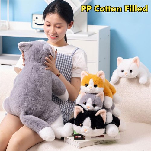 ELKOHA 17.7 Inch Black & White Cat Weighted Stuffed Animals, Weighted Cat Plush Animal, Cute Soft Plush Toy Pillow Hugging Plushie Kitten Dolls Birthday Gifts for Kids Adults