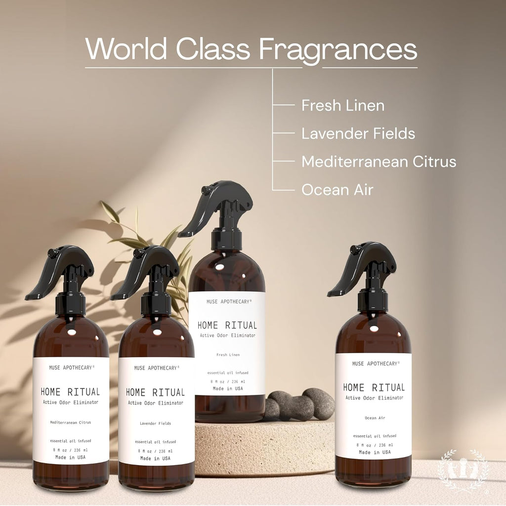 Muse Apothecary Odor Eliminator Spray - Essential Oil Furniture & Bathroom Deodorizer - 4oz Mediterranean Citrus