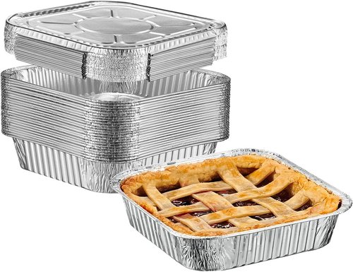 GUSTO 25 Sets 8-Inch Square Foil Pans with Lids - Durable Disposable Containers for Baking & Storing